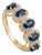 Modern Deep Blue Sapphire & Diamond Halo Half Eternity Ring Size 5.5 in 14k Gold For Sale