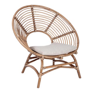 Boho Round Chair, Camel, Rattan For Sale