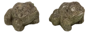 Pair of Reconstituted Stone Frog Garden Ornaments, England 1970s