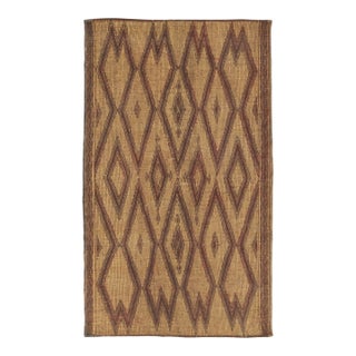 Vintage Tuareg Mat in Brown and Beige With Diamond Geometric Patterns For Sale