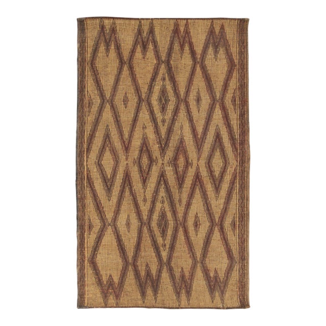 Vintage Tuareg Mat in Brown and Beige With Diamond Geometric Patterns For Sale