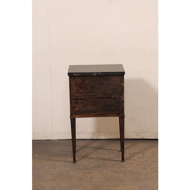 Coffee 19th Century French Side Chest W/Original Marble For Sale - Image 8 of 12