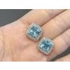 Late 20th Century Pair of Bochic "Capri" Vintage Diamond & Blue Topaz Italian Stud Earrings Set 18K Gold & Silver For Sale - Image 16 of 18