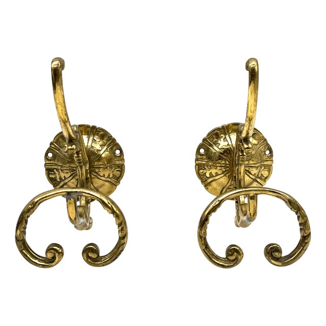 Vintage Brass Coat Hooks, Set of 2 For Sale