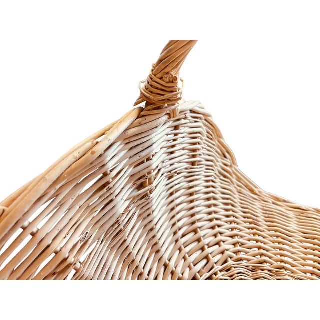 Oversized Vintage Wicker Cut Flower Harvest Basket For Sale - Image 4 of 7