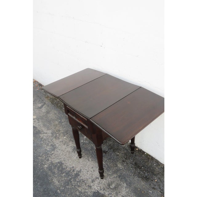 Wood Empire Early 1800s Drop Leaf Mahogany Nightstand Side End Table For Sale - Image 7 of 13