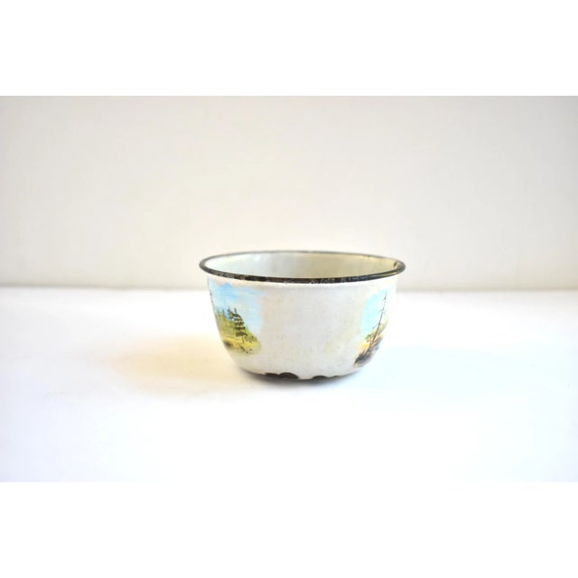 English Early 20th Century Antique Early Hand-Painted Tole Enamel Camping Mug For Sale - Image 3 of 8
