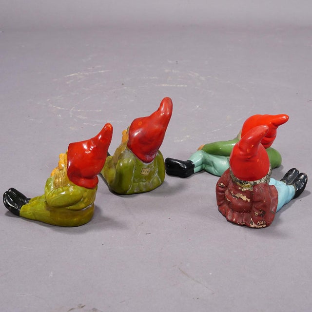 Figurative Lot of Four Tiny Terracotta Garden Gnomes, Germany Ca. 1950s For Sale - Image 3 of 7