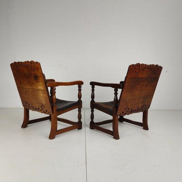 English Jacobean Monk Armchairs from F. Parker & Sons Ltd, Set of 2 For Sale - Image 3 of 17