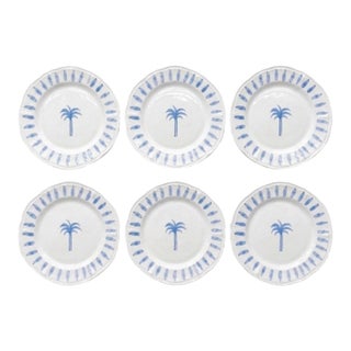 Les-Ottomans Italian Ceramic Palm Tree Dinner Plates - Set of 6 For Sale