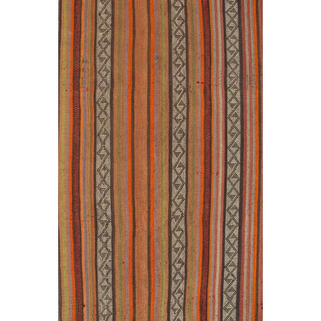 Very Long Kilim Vintage Runner With Vertical Stripe and Geometric Pattern For Sale In Atlanta - Image 6 of 7