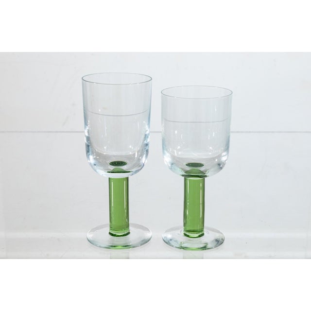 Modern Sagaform Set of 16 Modernist Handblown Wine or Cocktail Glasses With Green Bases For Sale - Image 3 of 6