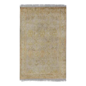 Mid 20th Century Silk Turkish Sivas With All-Over Stylized Design in Gold Lavender and Cream