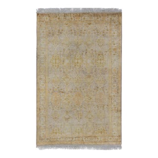 Silk Turkish Sivas With All-Over Stylized Design in Gold Lavender and Cream 6'5 X 9'10 For Sale