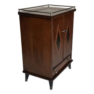 Mid-Century Modern Wooden Cabinet Art Deco Elements, Circa 50s 60s For Sale