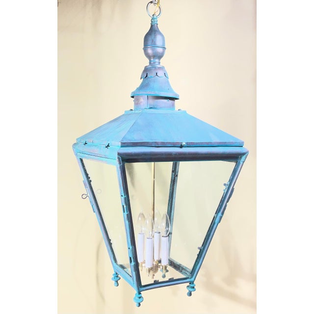 Antique Restored Street Light Converted to Hanging Lantern / Foyer Chandelier For Sale - Image 15 of 15
