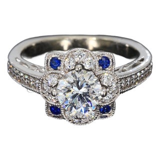 Mid 20th Century 14k White Gold Ring Mounting With a 6.1mm Size Center Stone - Size 5.75 For Sale