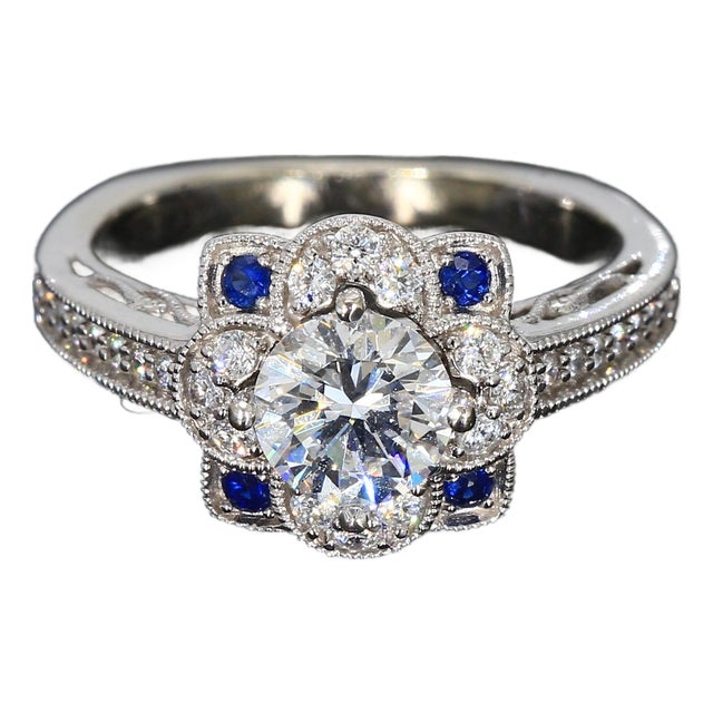 Mid 20th Century 14k White Gold Ring Mounting With a 6.1mm Size Center Stone - Size 5.75 For Sale