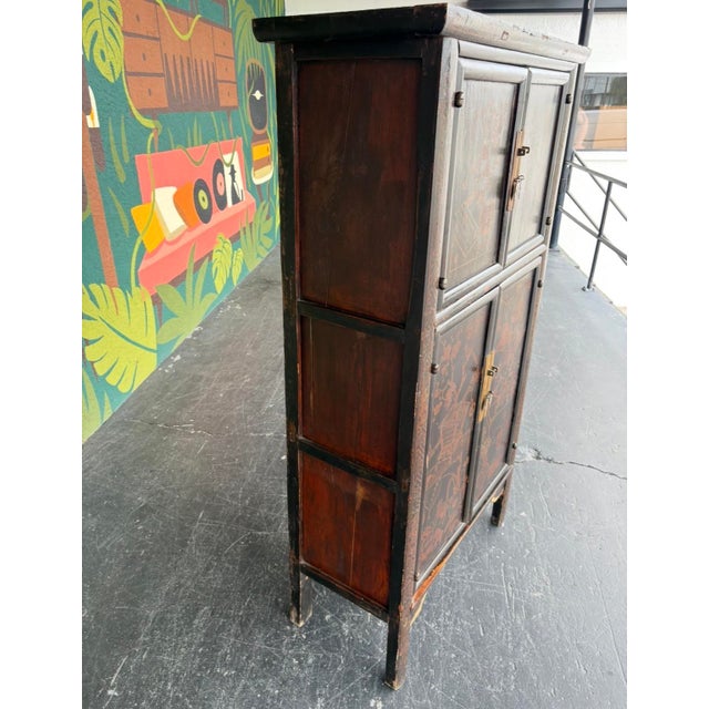 Asian Vintage Asian Lacquered Scholar Cabinet For Sale - Image 3 of 17