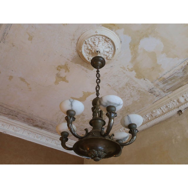 Bronze and Alabaster Figural Chandelier For Sale - Image 11 of 12