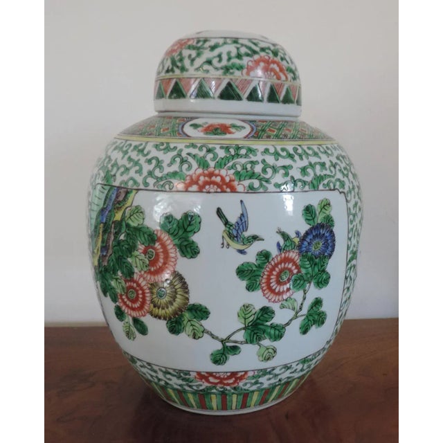 Chinese Large 19th Century Chinese Famille Vert Porcelain Vase Jar For Sale - Image 3 of 11