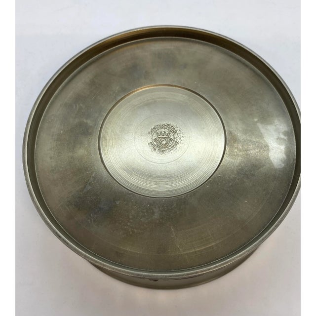 Late 20th Century German Frieling-Zinn 95% Pewter Floral and Butterfly Design Round Box With Lid For Sale - Image 9 of 11