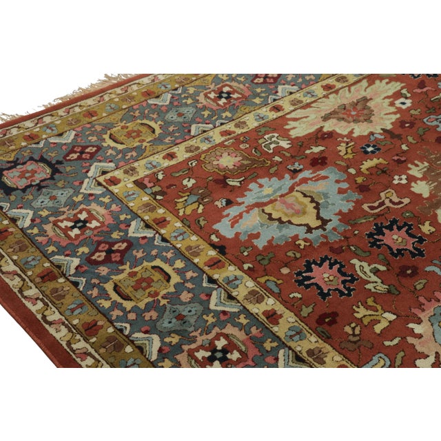 Brown Antique German Tetex Hooked Rug in Red With Floral Medallions - Rug & Kilim For Sale - Image 8 of 9