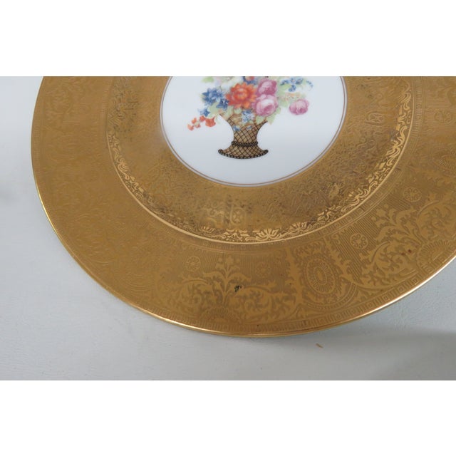 Early 20th Century Heinrich and Co Selb Bavaria Porcelain 22k Filigree Set of 5 Plates 4802b For Sale - Image 11 of 17