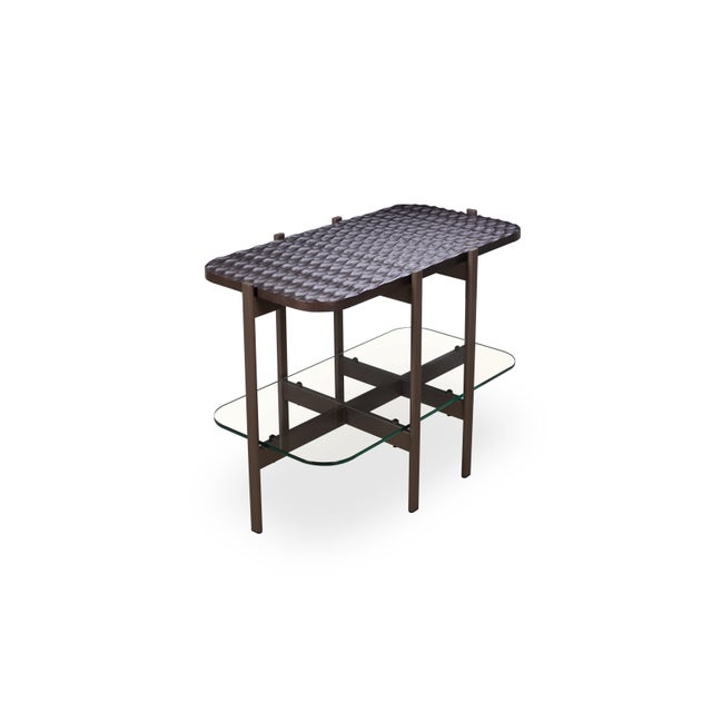 Niteroi Side Table with Wood Gougée Top by Fabian Pellegrinet Conte For Sale - Image 4 of 4