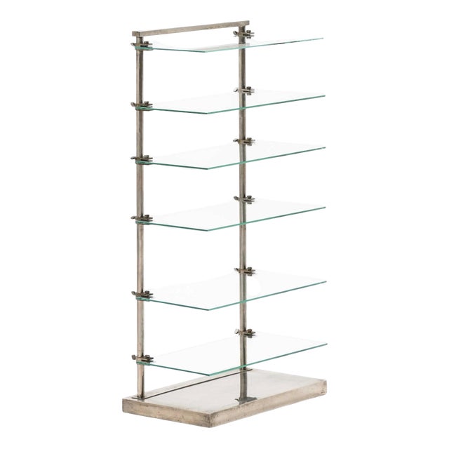 Shelf in Glass and Steel by A. Ravenel, 1940s For Sale