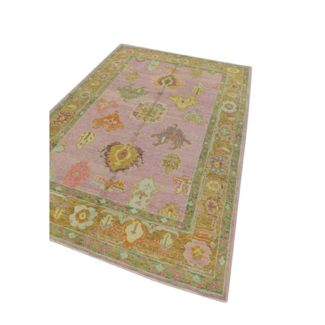 Pink Handwoven Turkish Oushak Rug 6' X 8'10" For Sale - Image 4 of 5