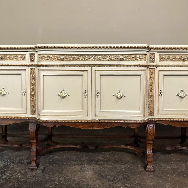 Grand Antique Italian Neoclassical ~ Baroque Painted Console ~ Buffet For Sale In Baton Rouge - Image 6 of 12