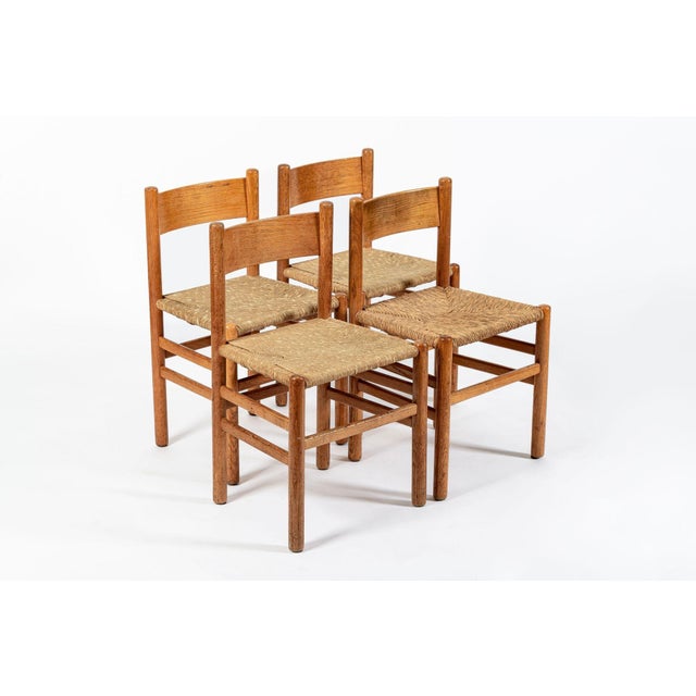 Mid-Century Modern Mid Century Dutch Oak Wood and Rush Chairs by Johan Van Heuvel For Sale - Image 3 of 14
