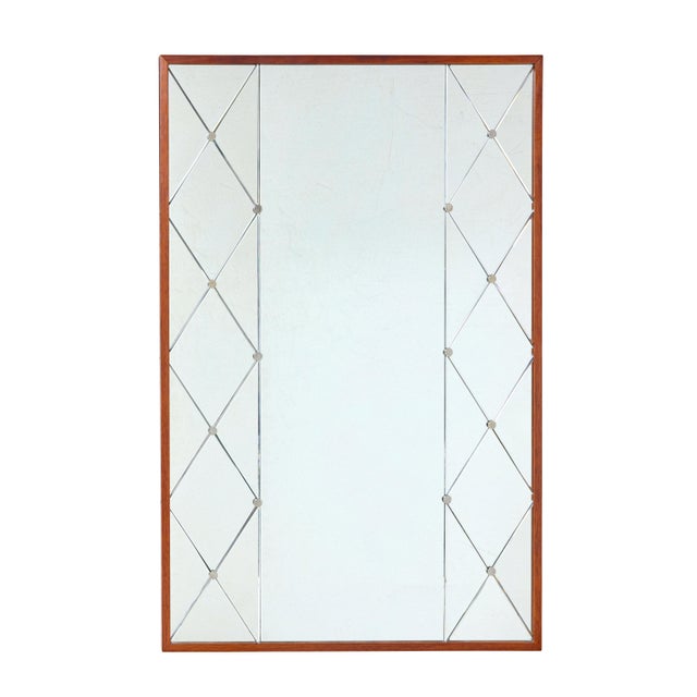 Wood Large Mid-Century Harlequin Wall Mirror from G&T, 1960 For Sale - Image 7 of 7