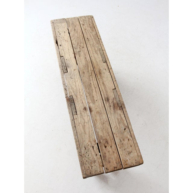 Antique Wood Farmhouse Bench For Sale - Image 4 of 12