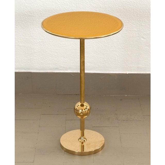 Mid-Century Modern Vintage Italian Side Table in Brass and Yellow Glass by Osvaldo Borsani, 1950s For Sale - Image 3 of 11