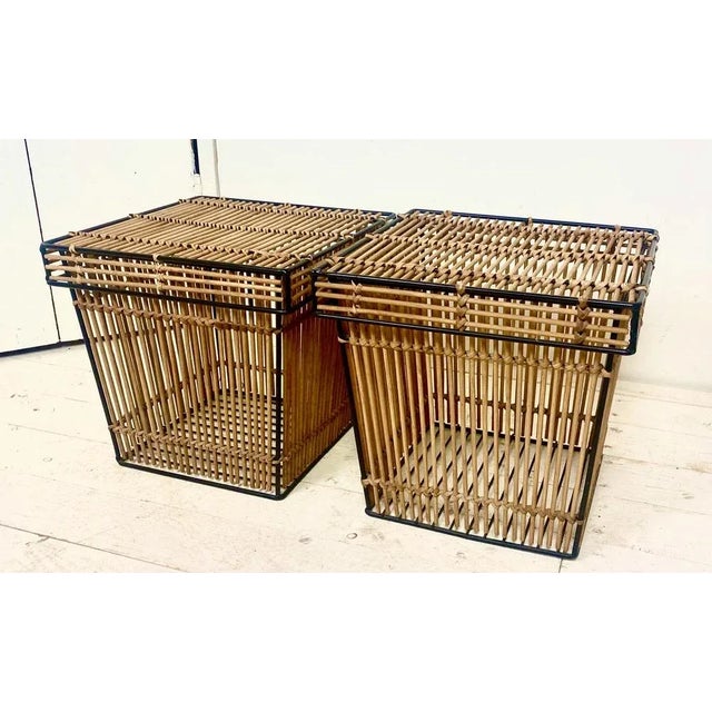 Dutch Rattan and Steel Storage Baskets by Dirk Van Sliedregt Attr. For Rohé, 1960s, Set of 2 For Sale - Image 16 of 17