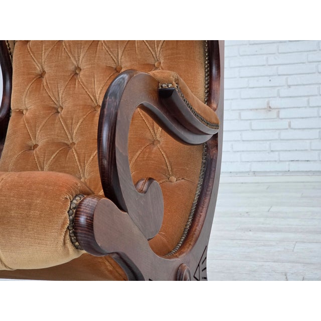 Vintage Scandinavian Rocking Chair in Velour and Dark Beech, 1960s For Sale - Image 14 of 18