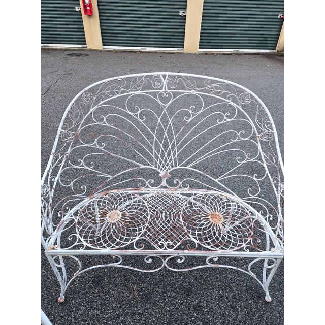Art Deco Vintage Salterini Wrought Iron Outdoor Patio Furniture, 3 Pieces For Sale - Image 3 of 11