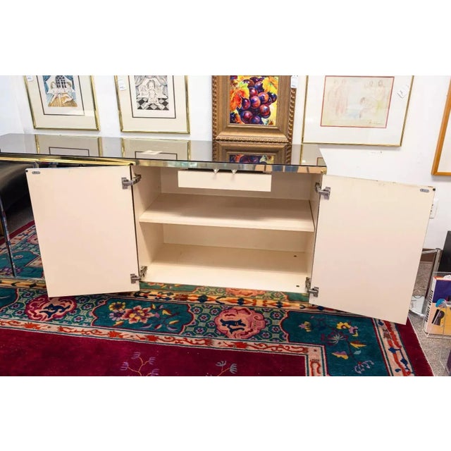 Brass Ello Brass and Beveled Mirrors 4 Door Hollywood Regency Credenza Sideboard For Sale - Image 8 of 11