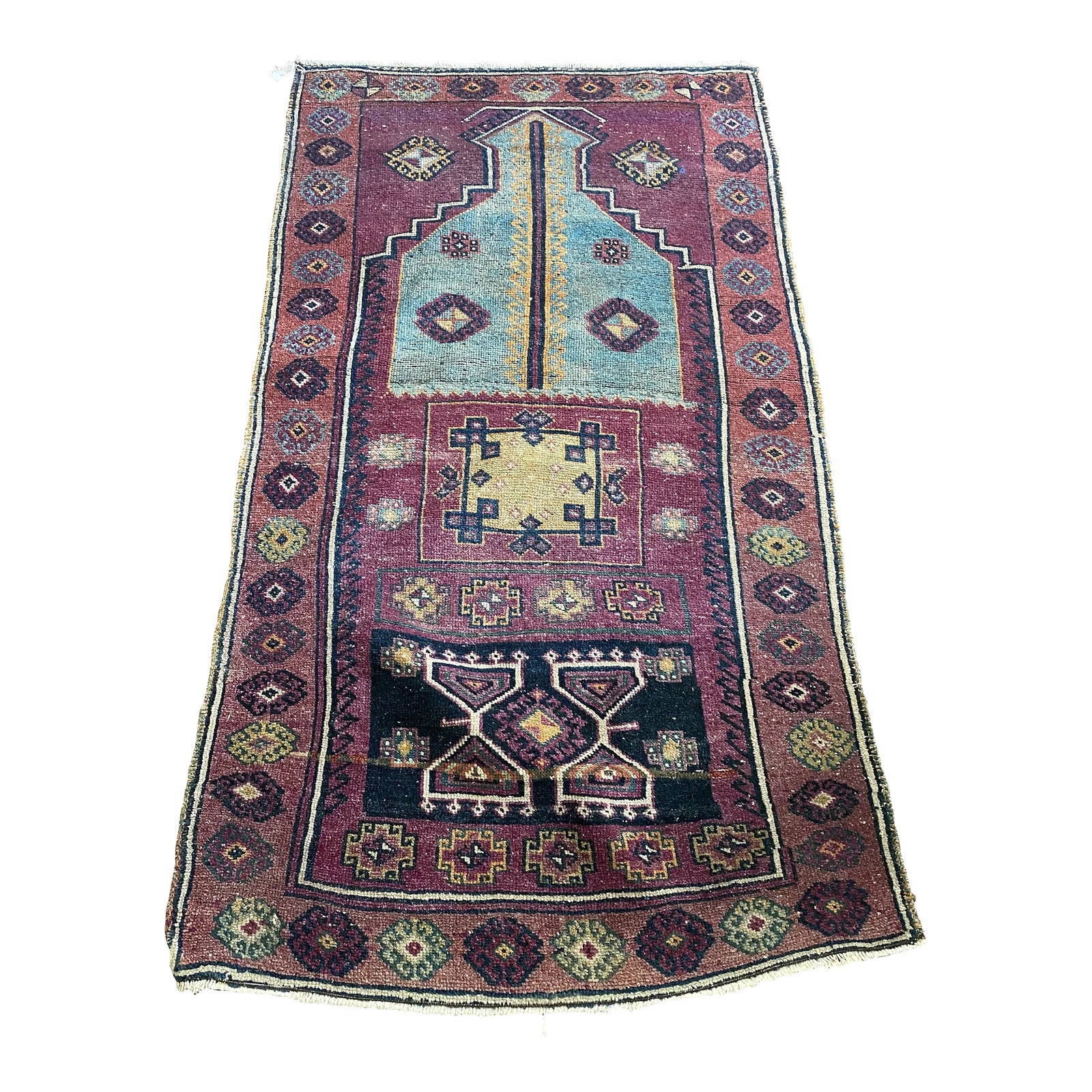 1980s Nomadic Prayer Meditation Rug | Chairish