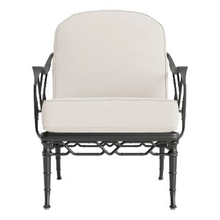 Brown Jordan Calcutta Lounge Chair, Textured Pewter frame with Fusion Natural fabric For Sale