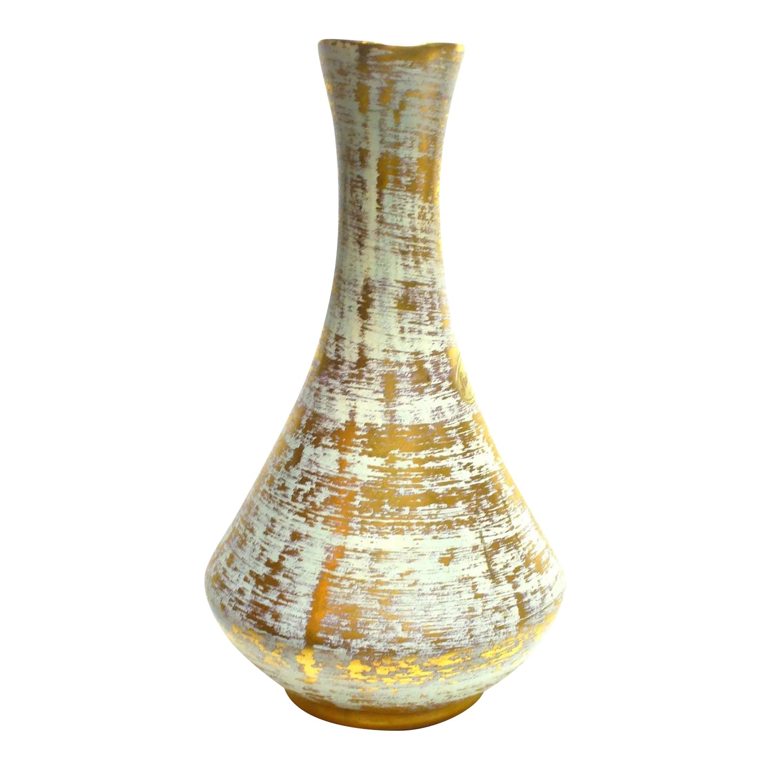 Mid-Century Stangle Hand Painted Vase Antique 22k Gold and Blue 4050 ...