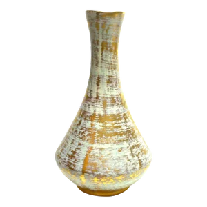 Mid-Century Stangle Hand Painted Vase Antique 22k Gold and Blue 4050 Vase