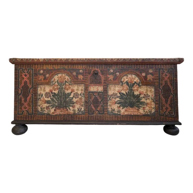 Tyrolean Rustic Hand-Painted Chest For Sale