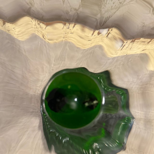 Vintage Dolphin Green and Clear Glass Bowl For Sale - Image 11 of 11