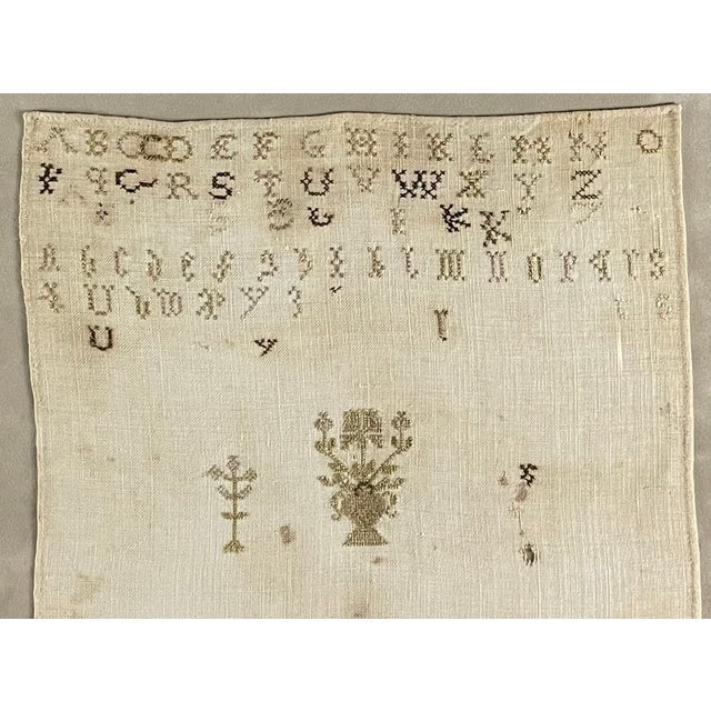 1798 Linen Alphabet Embroidery Sampler For Sale - Image 4 of 6