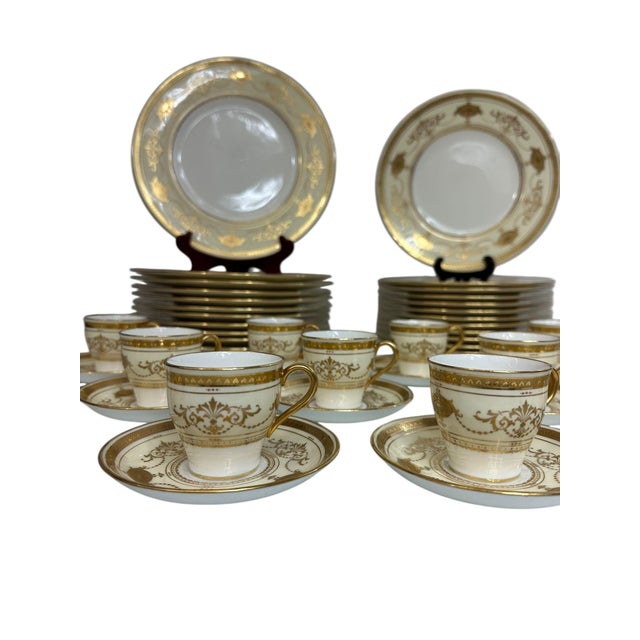 Early 20th Century 22k Gold Minton Gilt Porcelain Table Service - Nearly Complete Set for 12 - 47 Pieces For Sale - Image 10 of 18