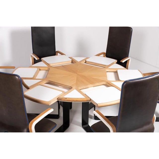 Vintage Danish Table with Fixed Armchairs from Peter Karpf, 1980s, Set of 7 For Sale - Image 3 of 13