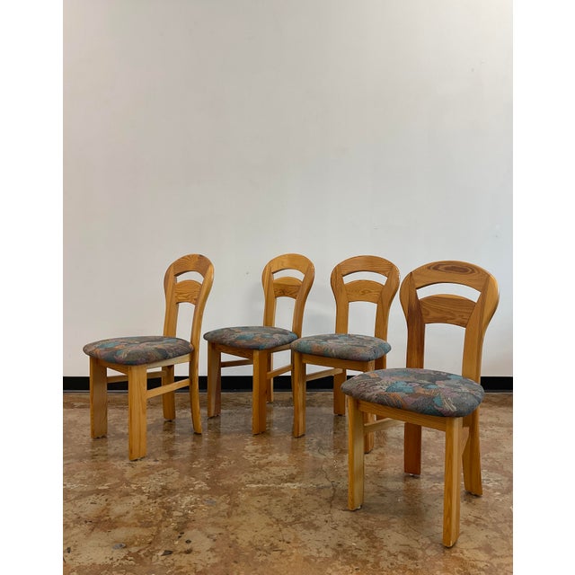 Wood Set of 4 Mid-Century Danish Modern Pine Dining Chairs in "U-Back" Style For Sale - Image 7 of 13